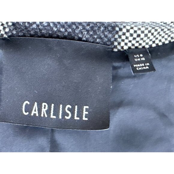 Carlisle Womens Black & Gray Plaid Wool Blend Cropped Jacket Size 8 - Picture 9 of 11